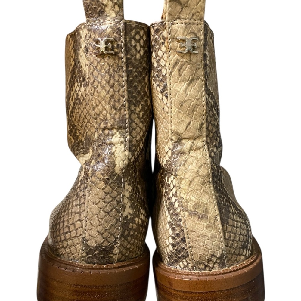 Sam Edelman Brown Lace Up Snakeskin Boots With Brogue Detailing View 6